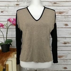Madewell Black and Tan Color Block T-shirt